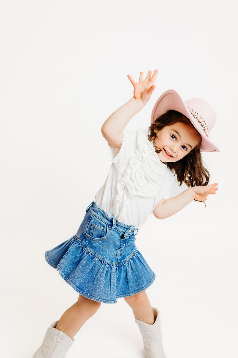 Denim Embellished Skort