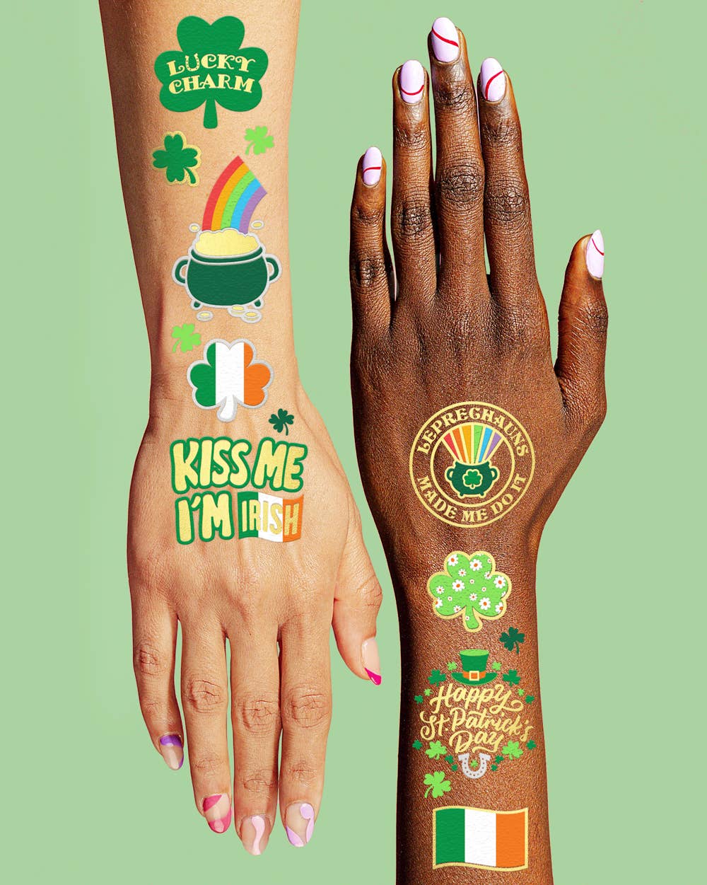 St Patrick's Tats - Shamrock, Irishcfoil temporary tattoos
