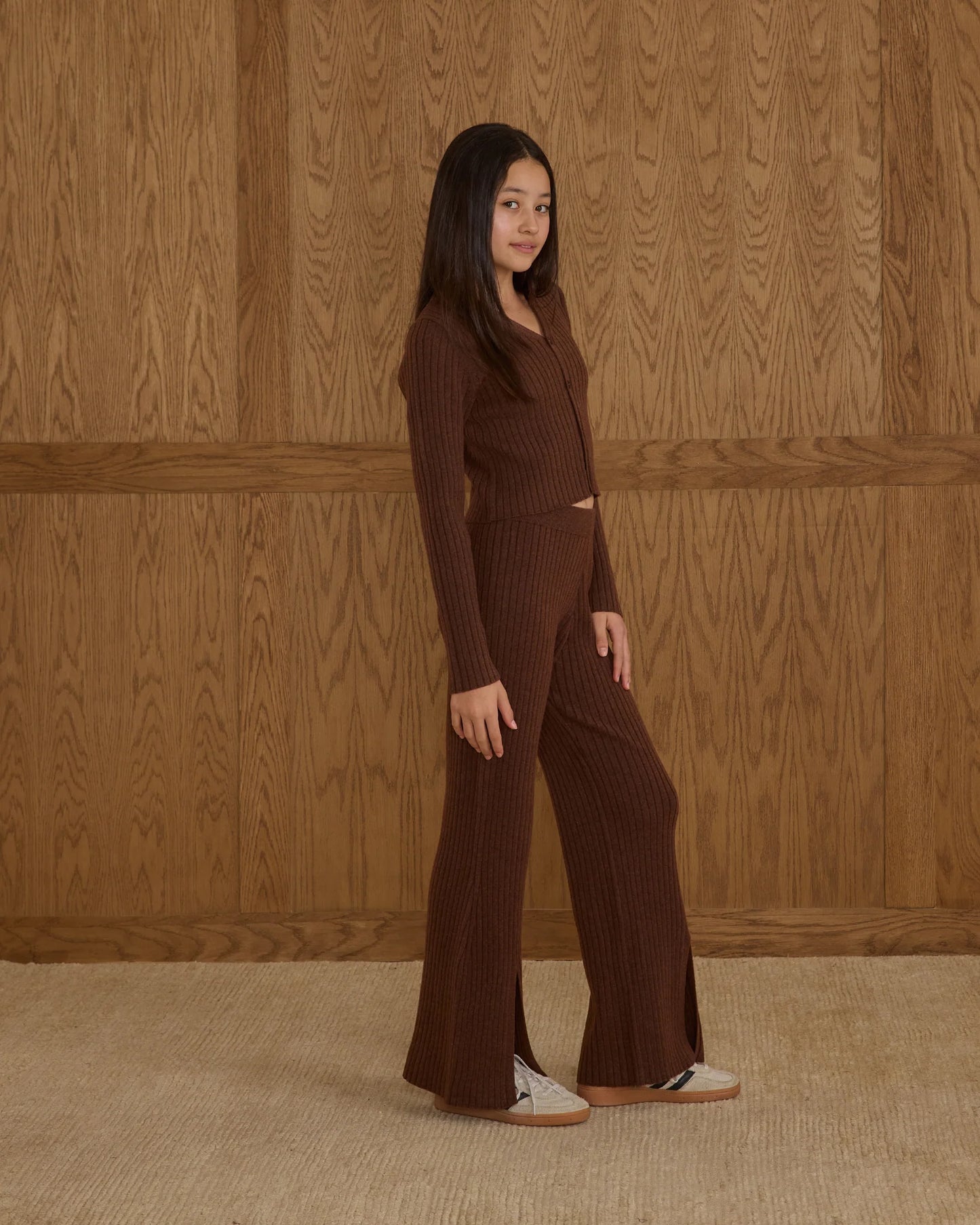 Ribbed Knit Pant | Brown