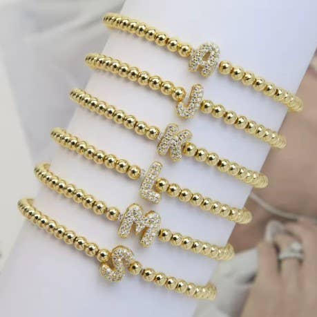Gold Beaded Initial Bracelets Perfect for Christmas !!