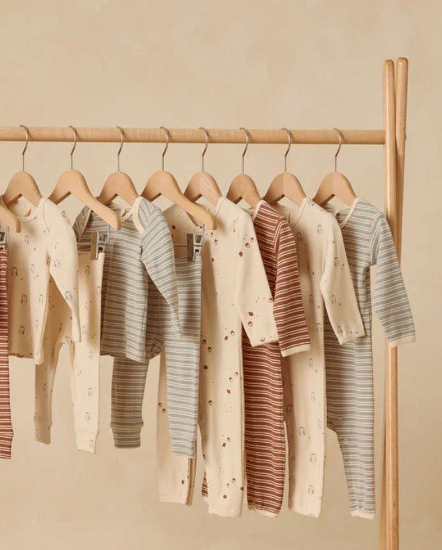 RIBBED BABY JUMPSUIT || STEEL BLUE MICRO STRIPE BLUE