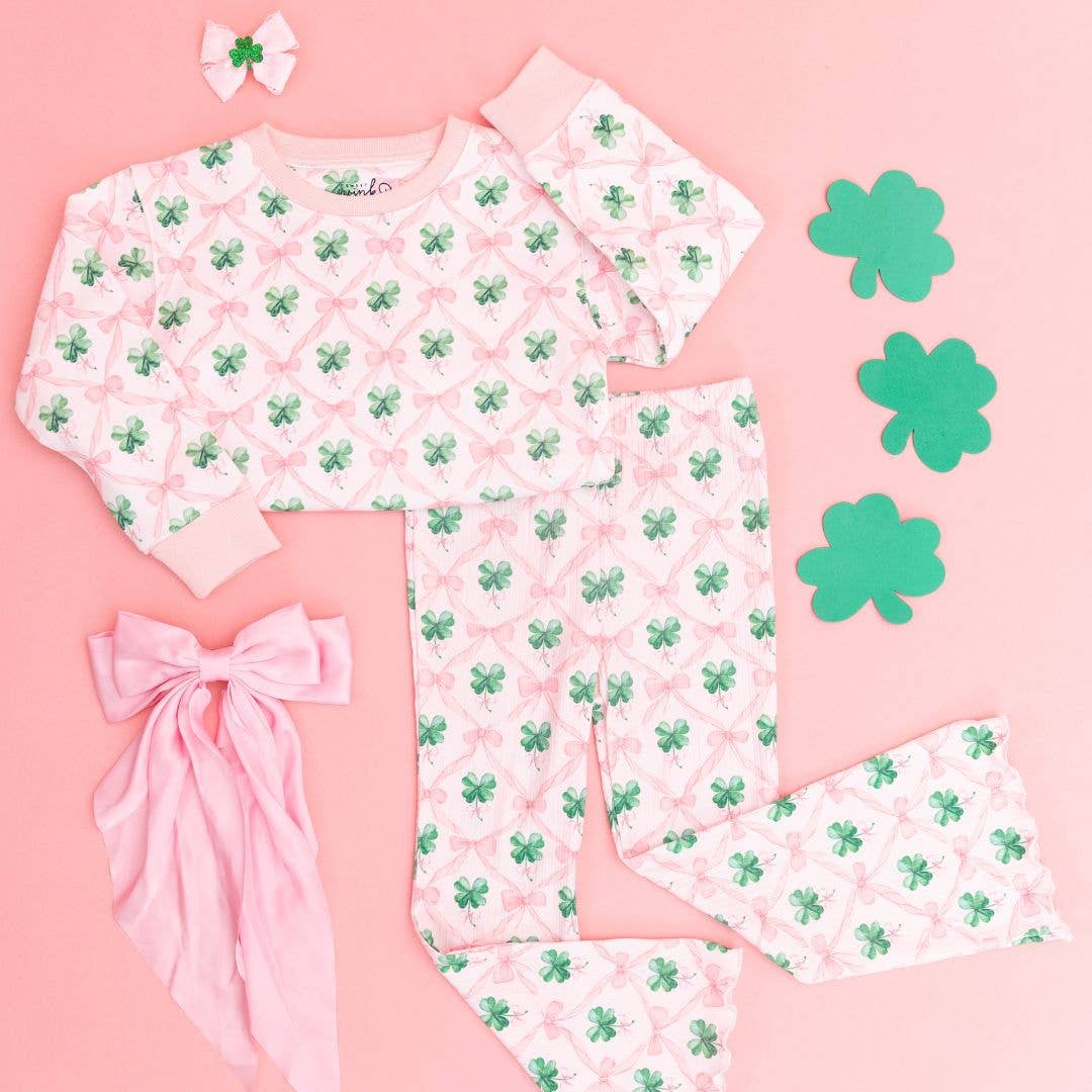 Coquette Clover St. Patrick's Day Flare Legging - Kids