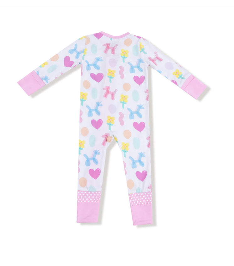 Balloon Animals Pink - 2 Way Zipper Romper