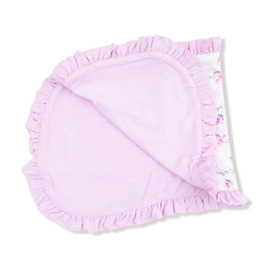 Dainty Buds And Bows Stripe - Ruffle Blanket 35x26