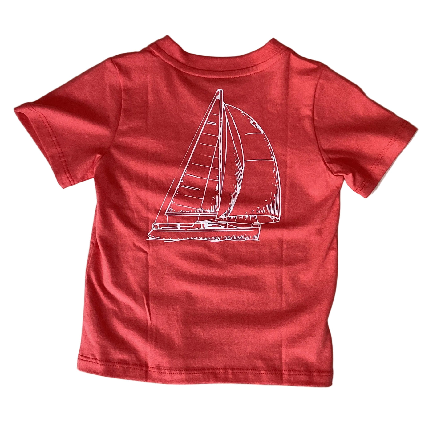 Asher -Solid Red Sailboat Graphic Tee