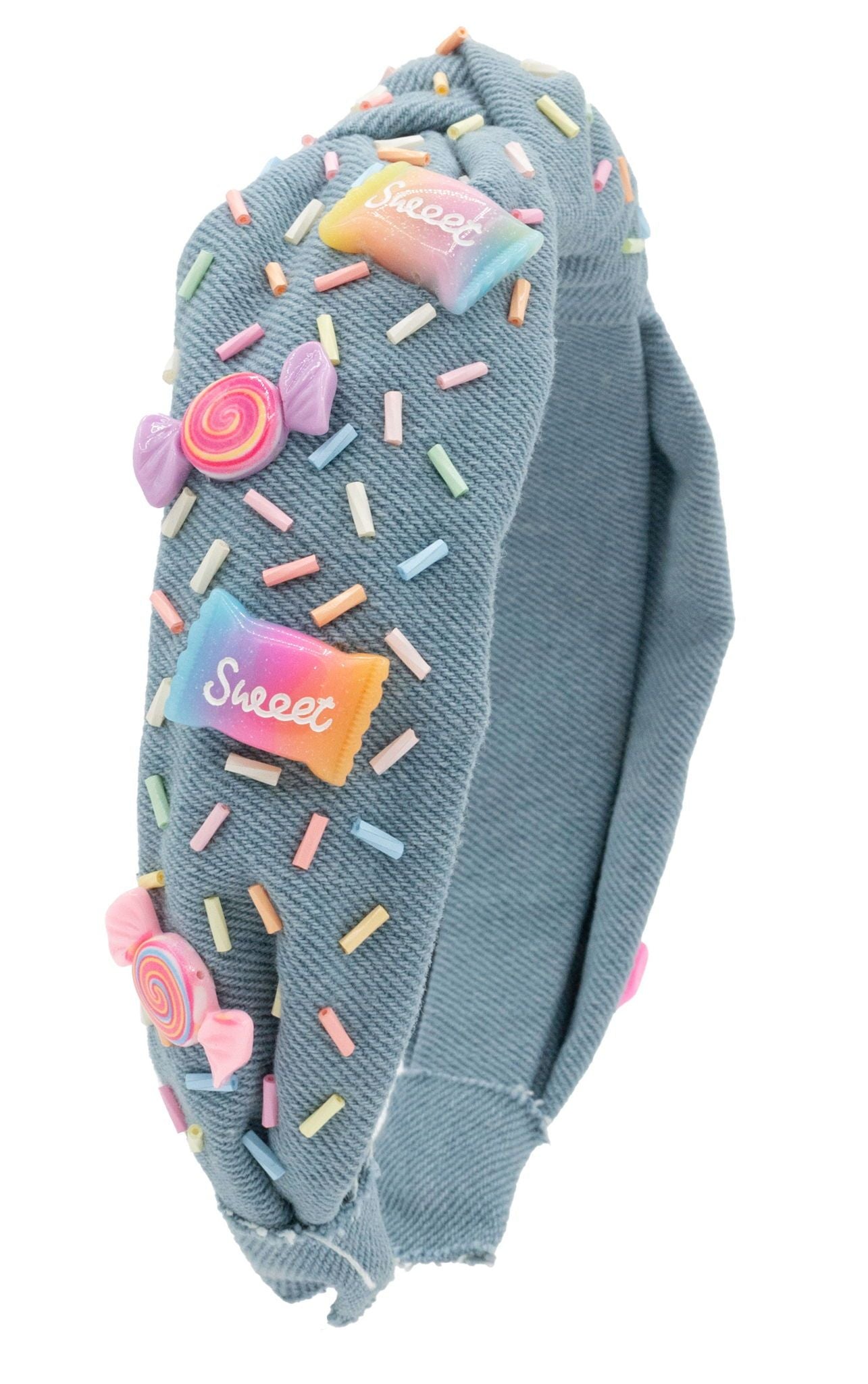 Candy Charms w/ Sprinkles Denim knot headband