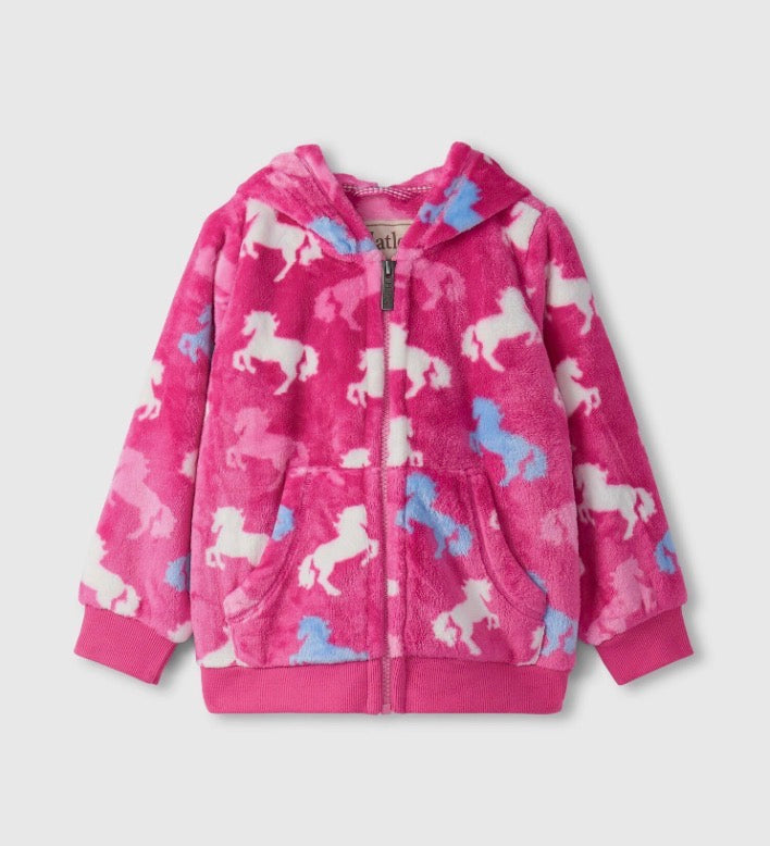 BEAUTIFUL HORSES FLEECE ZIP UP HOODIE