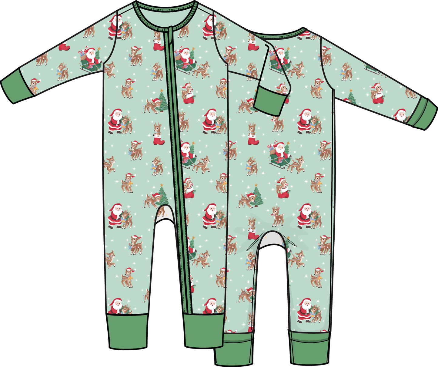 Vintage Reindeer & Santa Uni - Convertible Romper