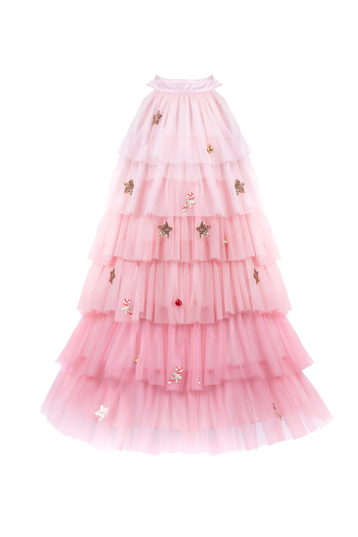 37113 Christmas Tree Dress & Headpiece, Blush, Size 3-4