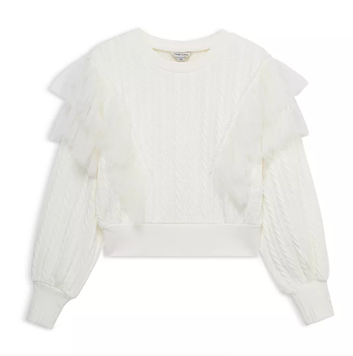 Organza Ruffle Sweater Knit Top