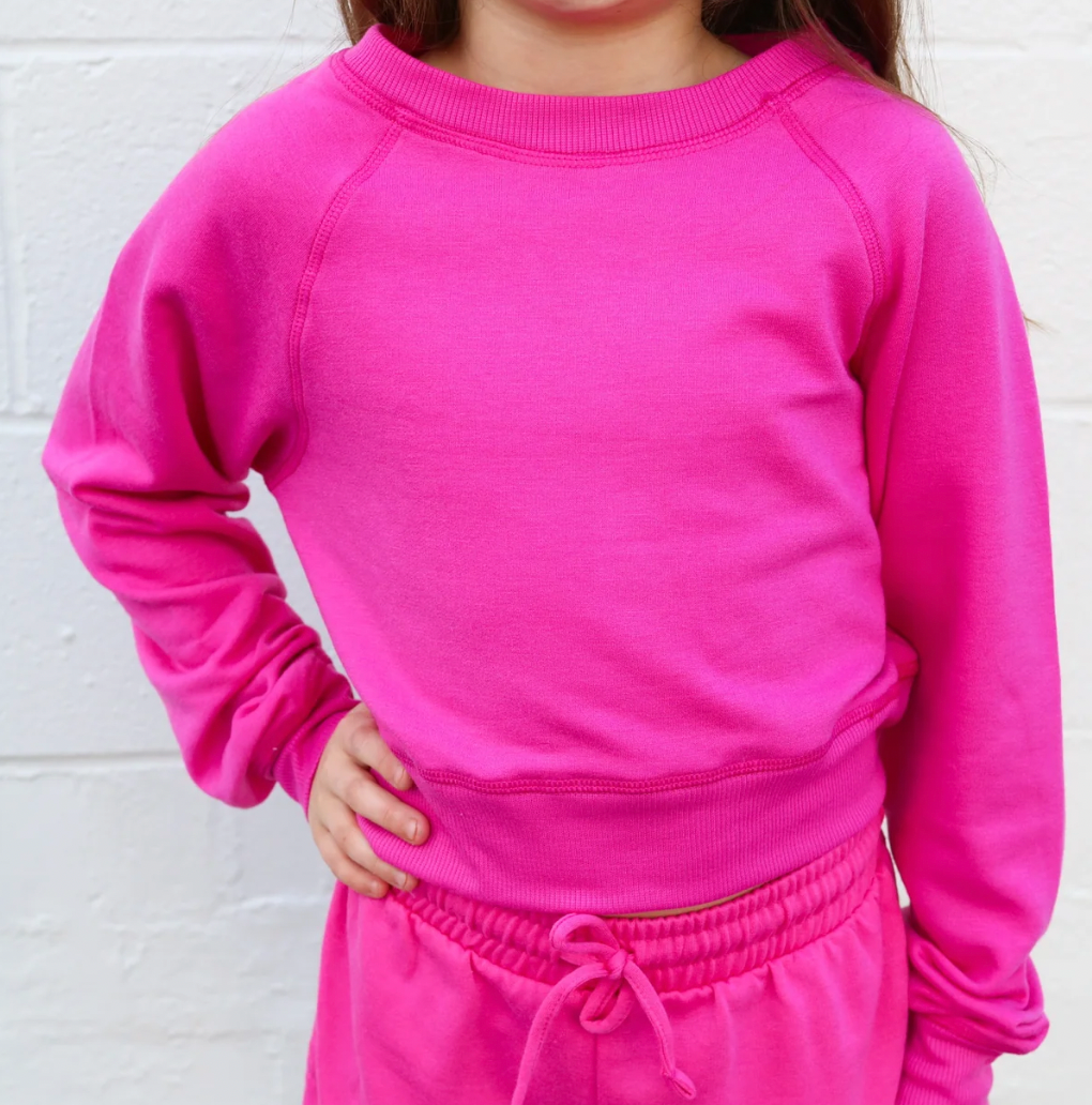 Soft Cloud Crew Neck Top- Fuchsia