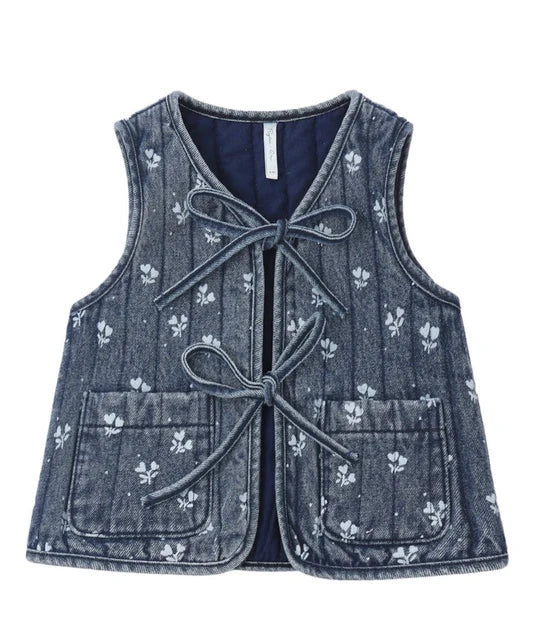 Denim Vest Heart Ditsy