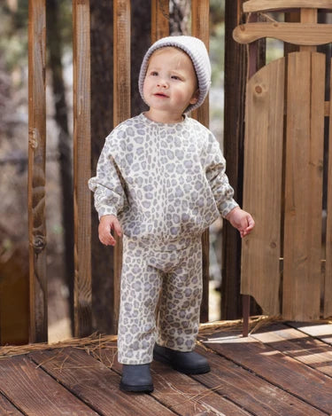 Oversized Sweatshirt + Wide Leg Sweatpant Blue Leopard