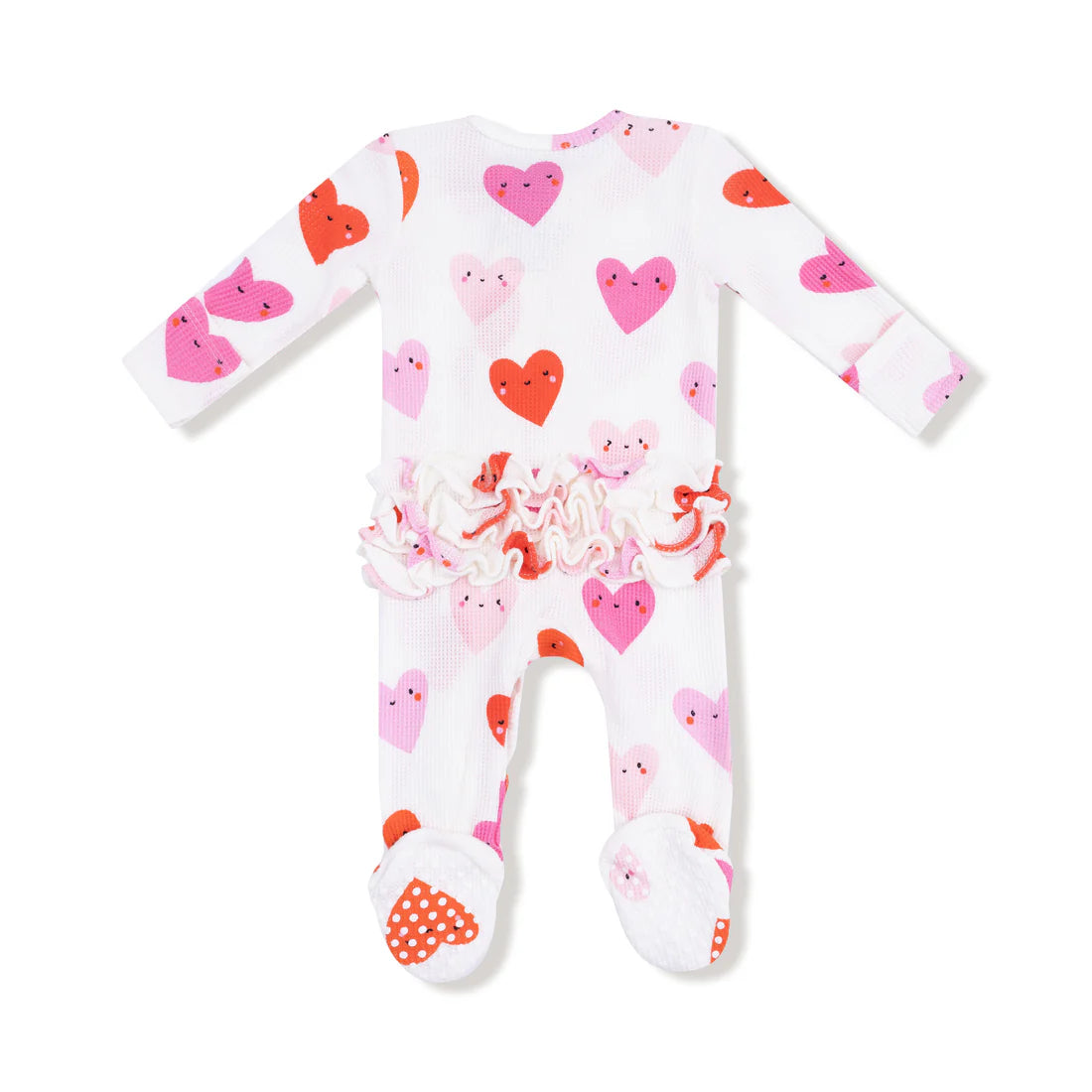 Happy Hearts - 2 Way Ruffle Zipper Footie