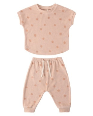 TERRY TEE + PANT SET POLKA DOT MELON
