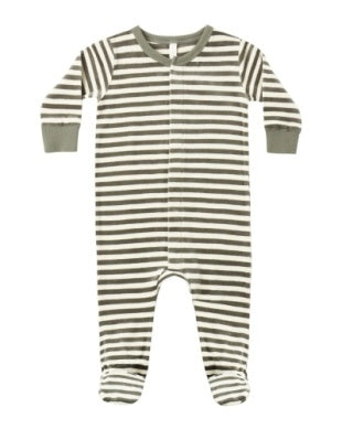 HIDDEN SNAP FOOTIE SPRUCE STRIPE