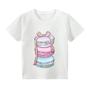 MACAROONS GLITTER PRINT ON JERSEY SHORT SLEEVE TEE