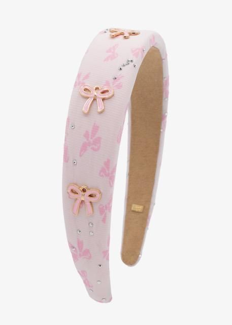padded crystal bow headband with bow charms