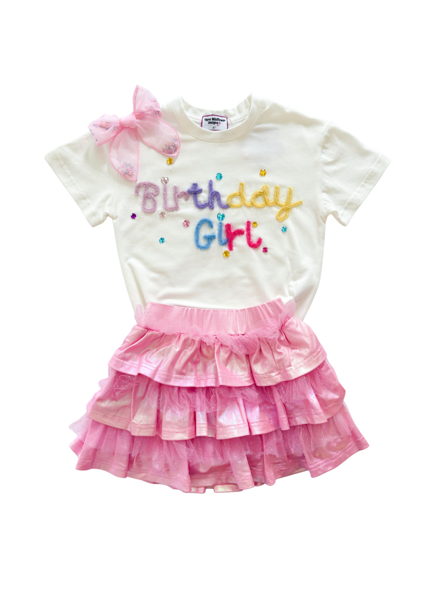 Pink Metallic and Tulle Layered Skort