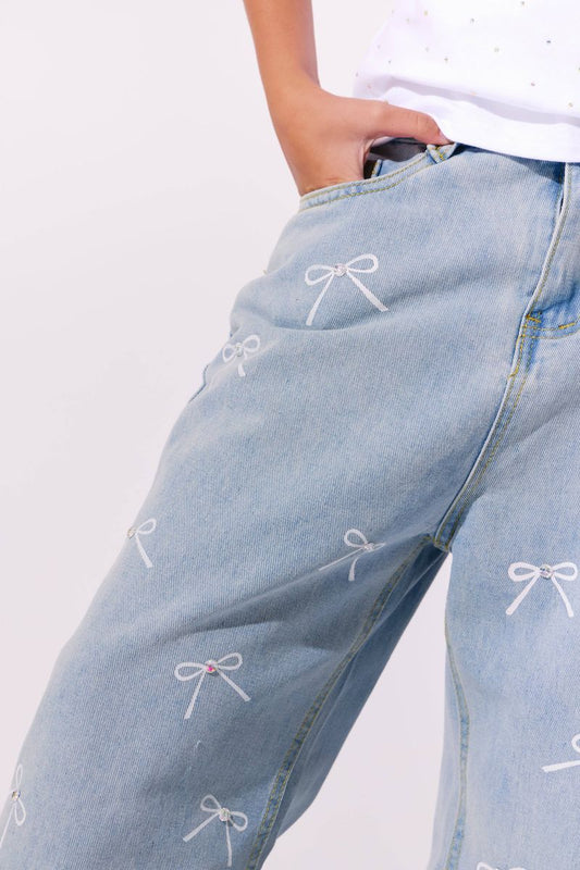 Crystal Bows Jeans