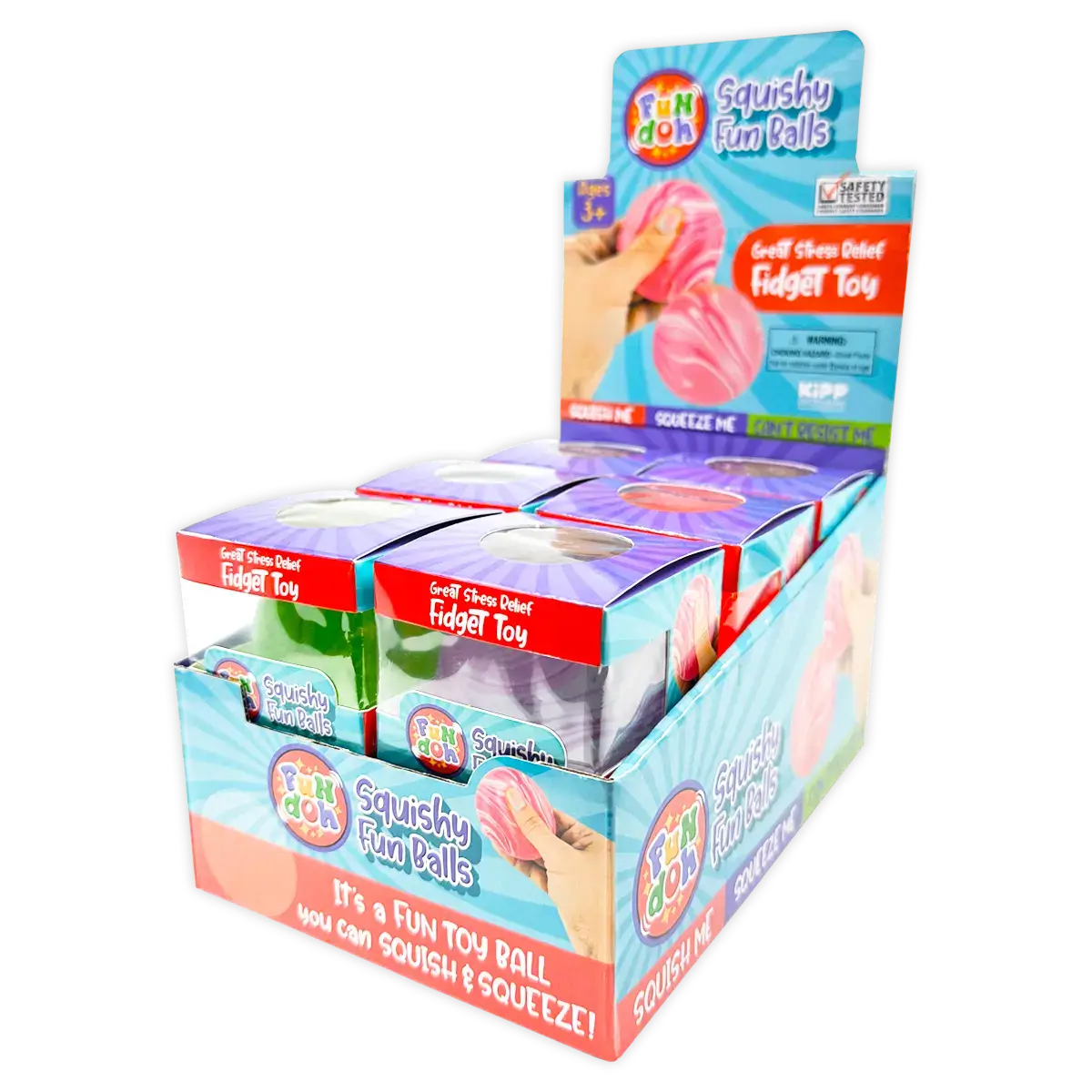 Fun Doh Squishy Fun Fidget Ball Boxed Assortment- 12/Display