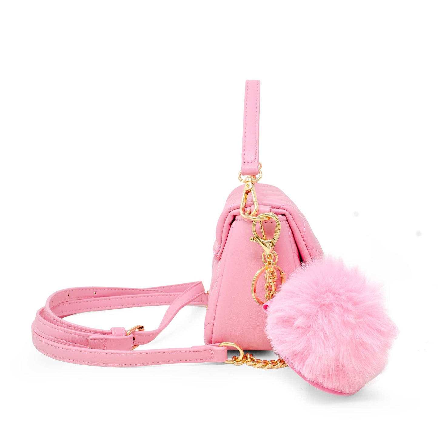 Quilted Puff Flap w/ Mirror Pom Pom