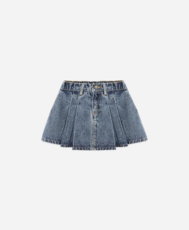 Pleated Denim Skirt