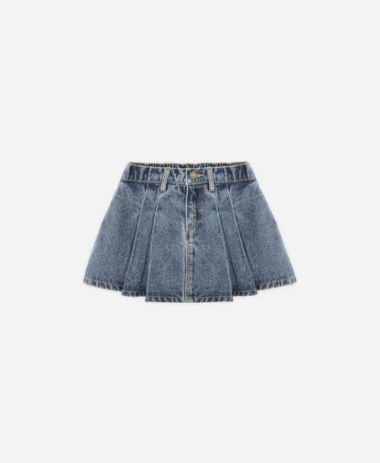 Pleated Denim Skirt