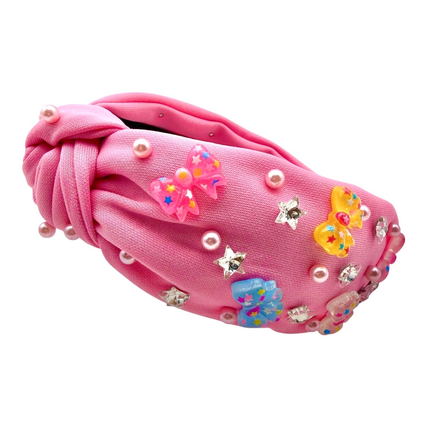 Bitty Bows Resin Sparkle Rhinestone Pink Knot Girls Headband