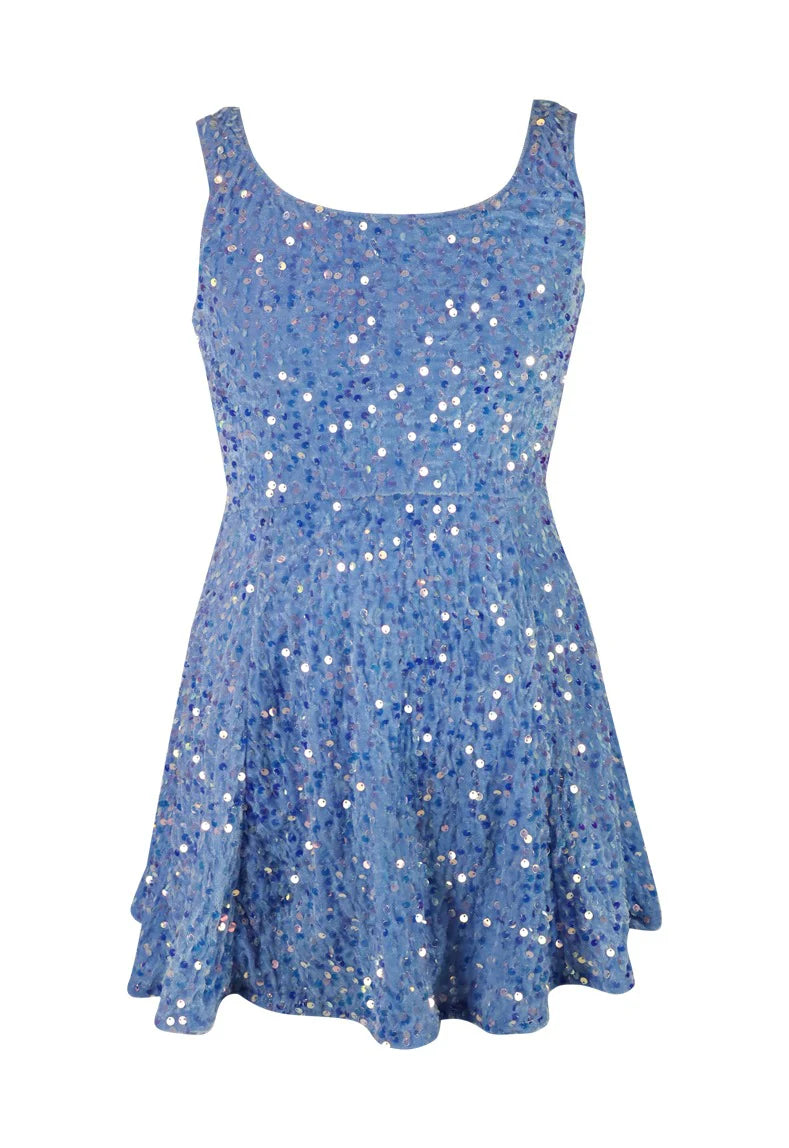 FLOWERS BY ZOE BLUE SEQUIN DRESS
