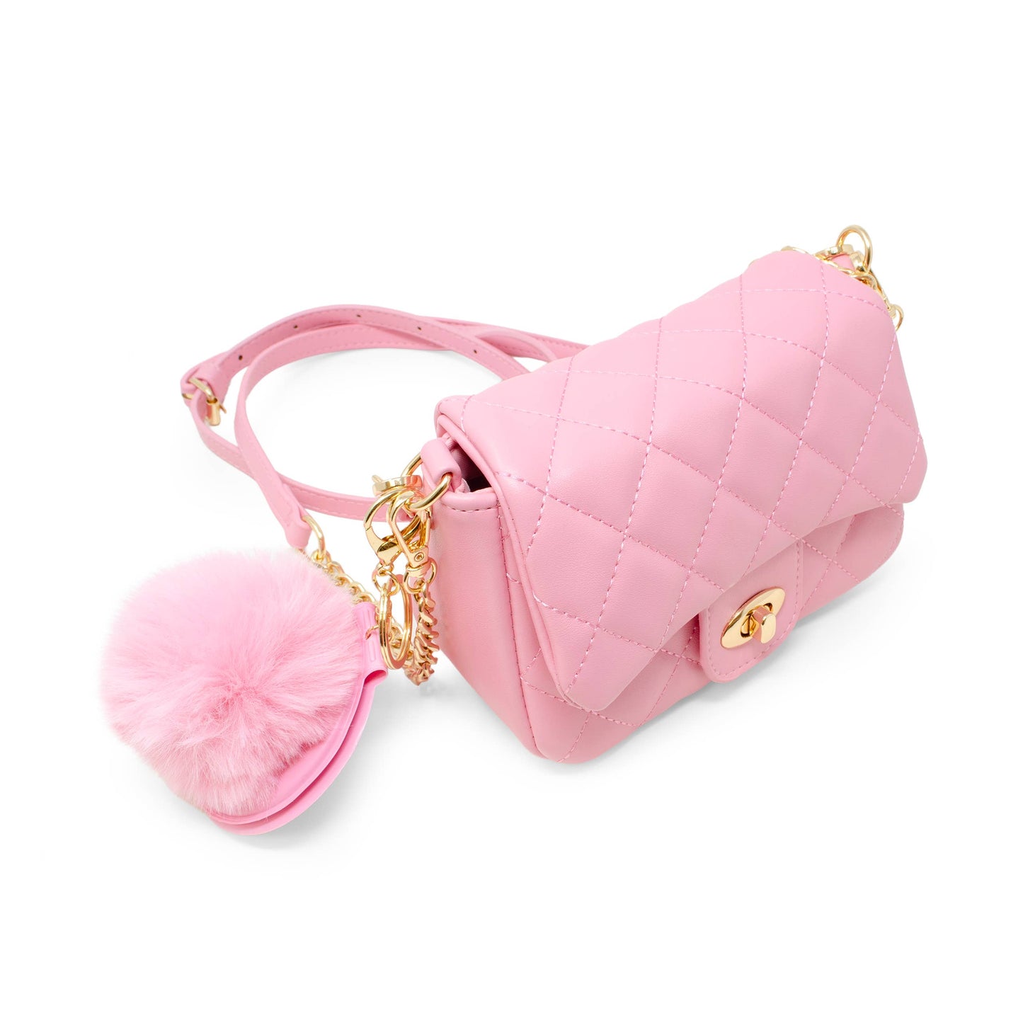 Quilted Puff Flap w/ Mirror Pom Pom