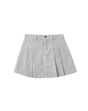 PLEATED DENIM SKIRT RAILROAD STRIPE
