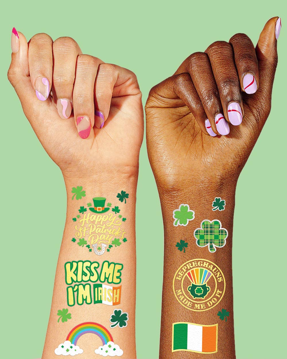 St Patrick's Tats - Shamrock, Irishcfoil temporary tattoos