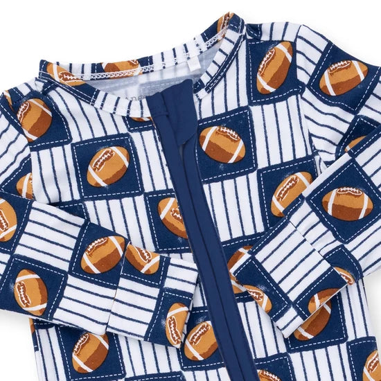 Football Patchwork - 2 Way Zipper Footie