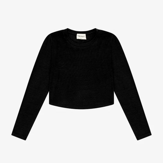 TENLY RAYON RIB CURVED HEM L/S/ Top
