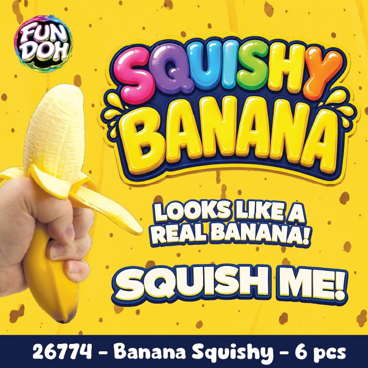 Fun Doh Squishy Banana Stress Relief Toy - 6/Display
