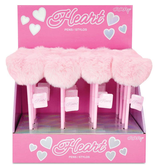 Pink Furry Heart Pens
