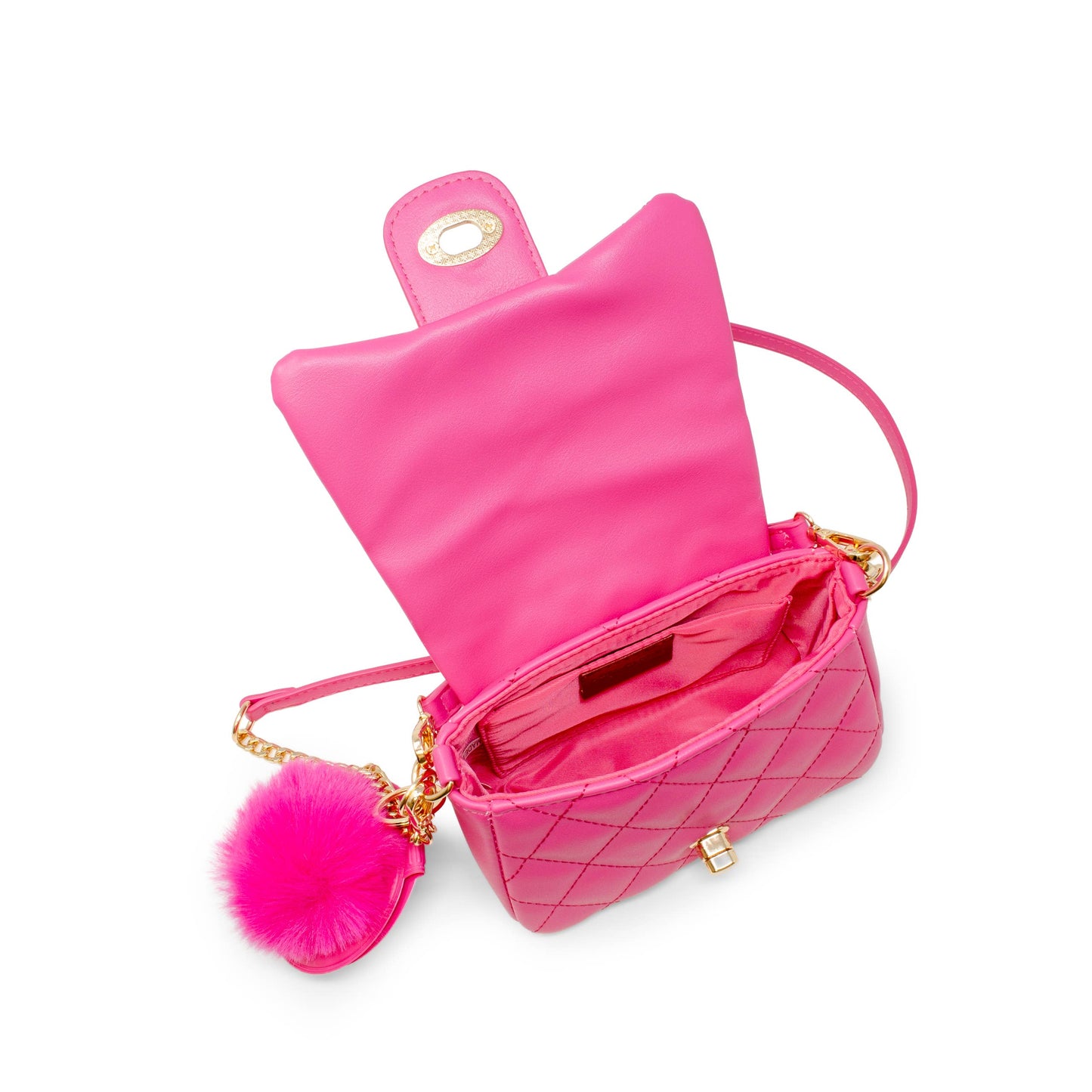 Quilted Puff Flap w/ Mirror Pom Pom