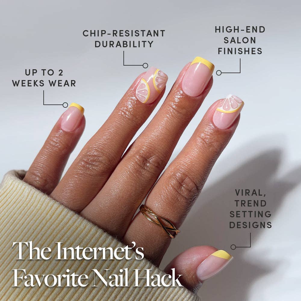 Limonata Press-On Nails | Yellow French Tip Short Squoval