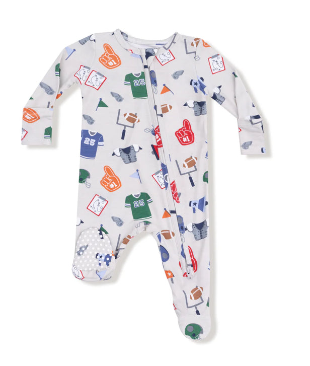 Game Day - Grey - 2 Way Zipper  Footie