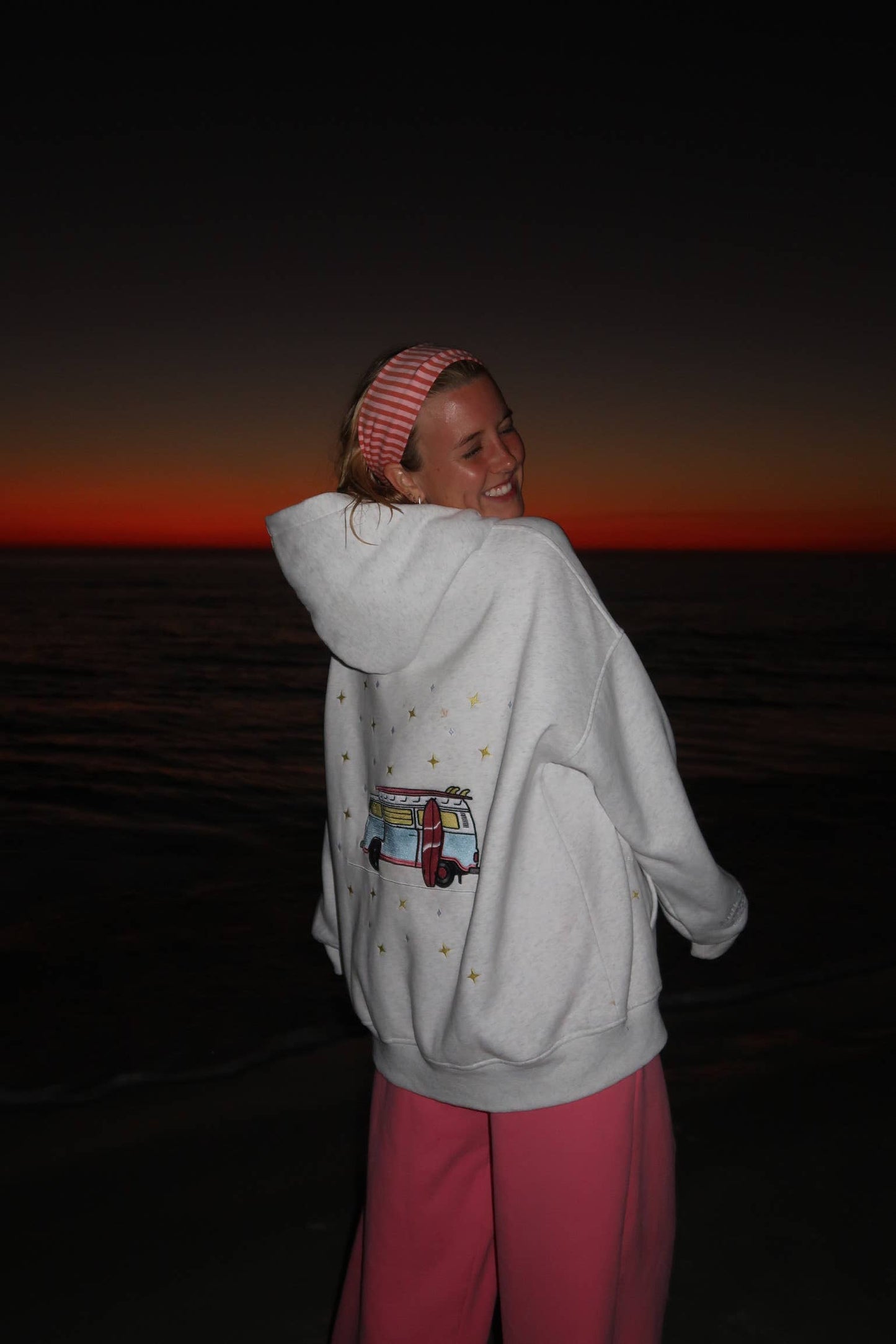 Pearl Grey Star Van Embroider Hoodie: Pearl Grey / Medium