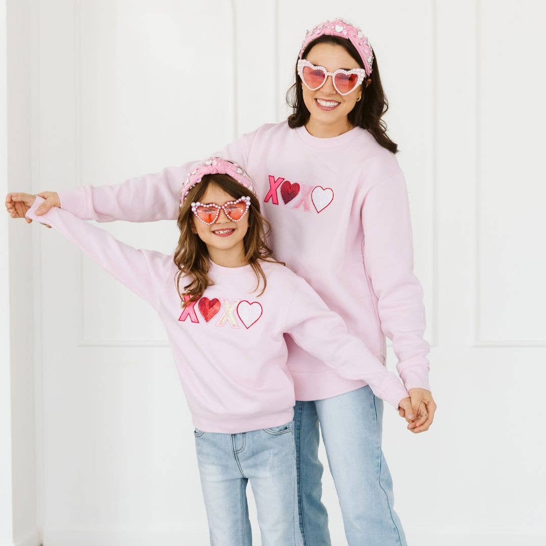 XOXO Sequin Patch Valentine's Day Sweatshirt - Kids Clothing