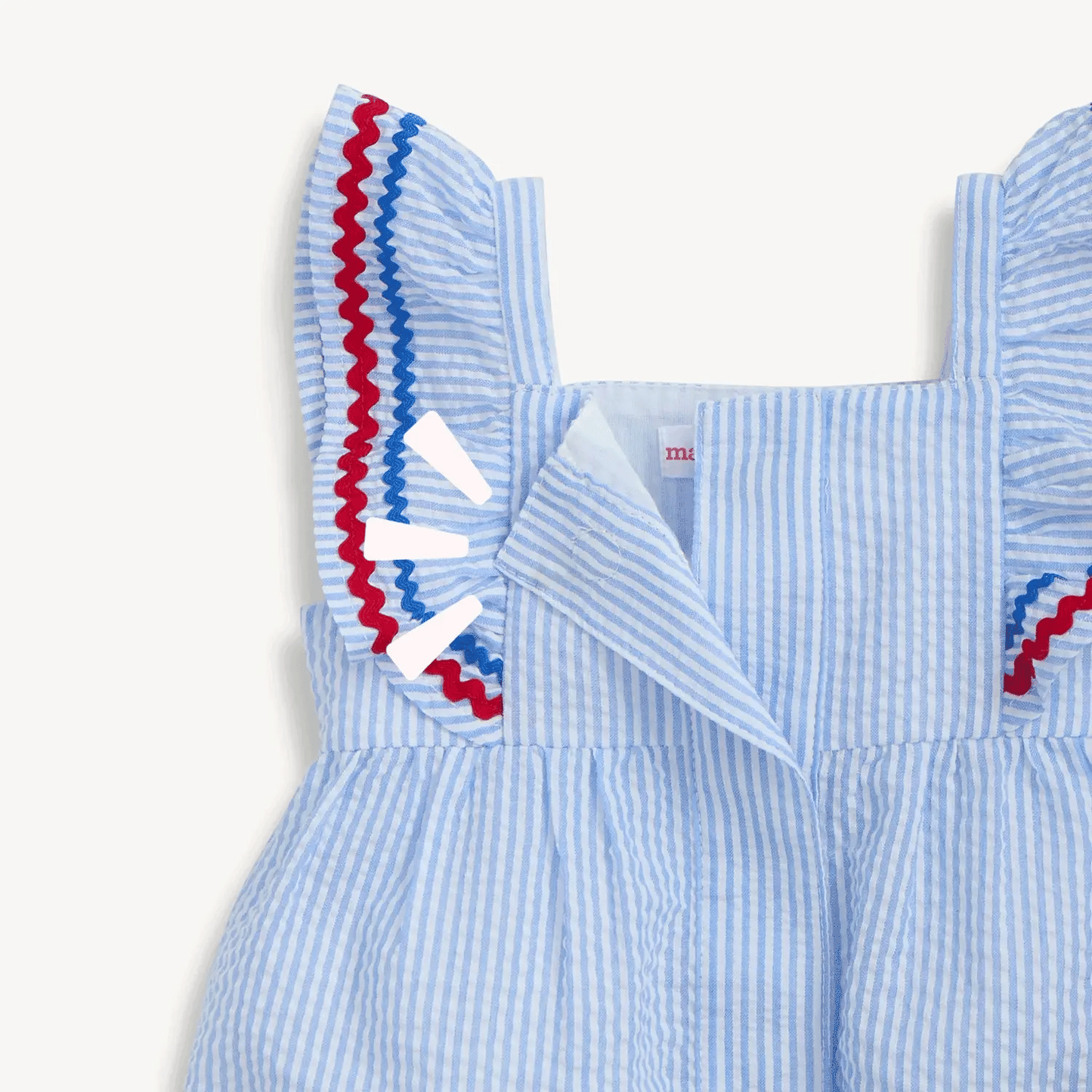 SEERSUCKER STRIPE FLUTTER SLV ROMPER