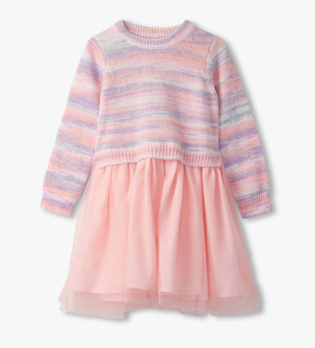 PASTEL RAINBOW FUZZY MIXED DRESS