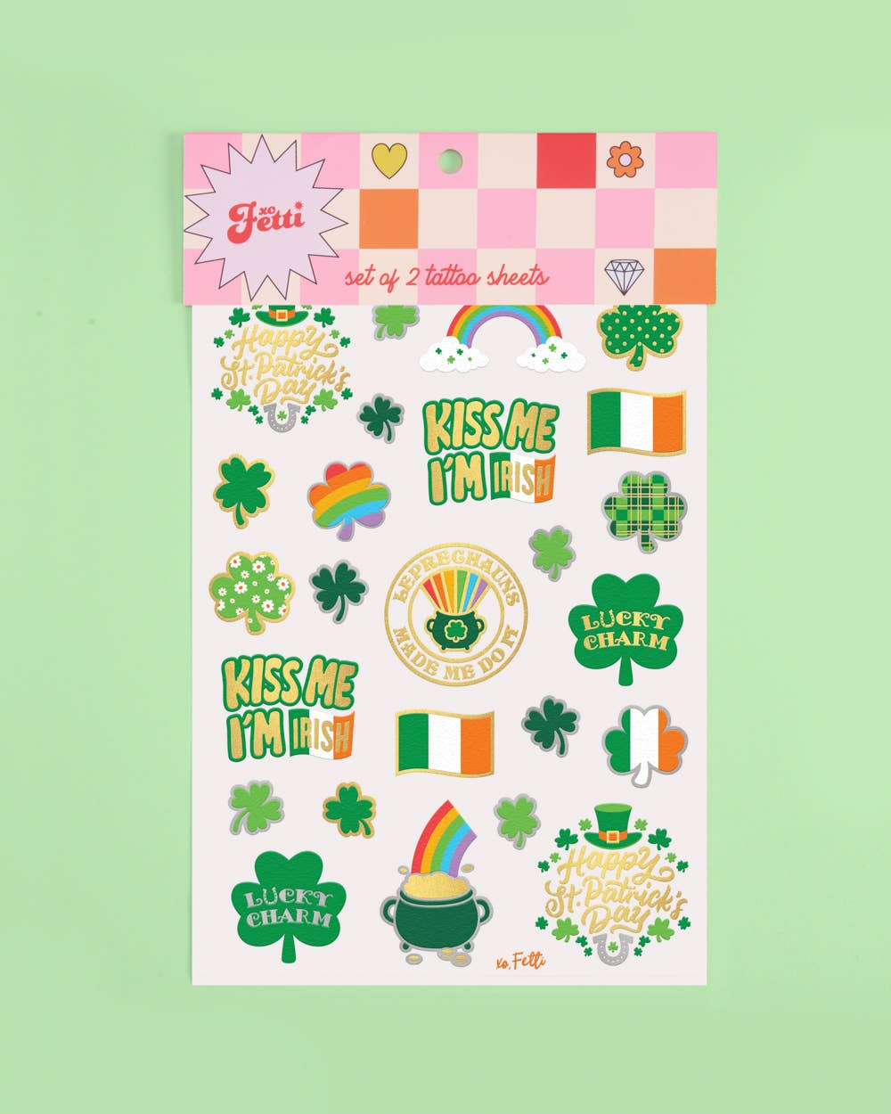 St Patrick's Tats - Shamrock, Irishcfoil temporary tattoos