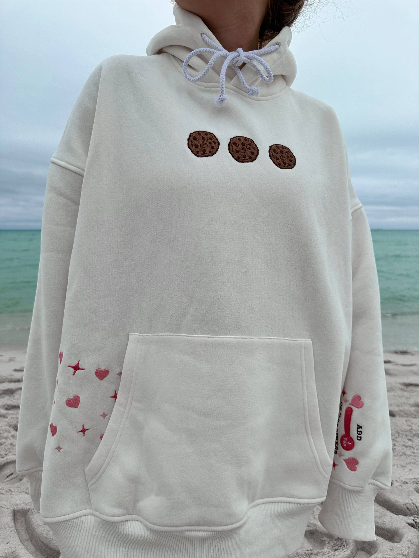 Ivory Chocolate Chip Cookie Recipe Embroider Hoodie: Seashell Ivory / Small
