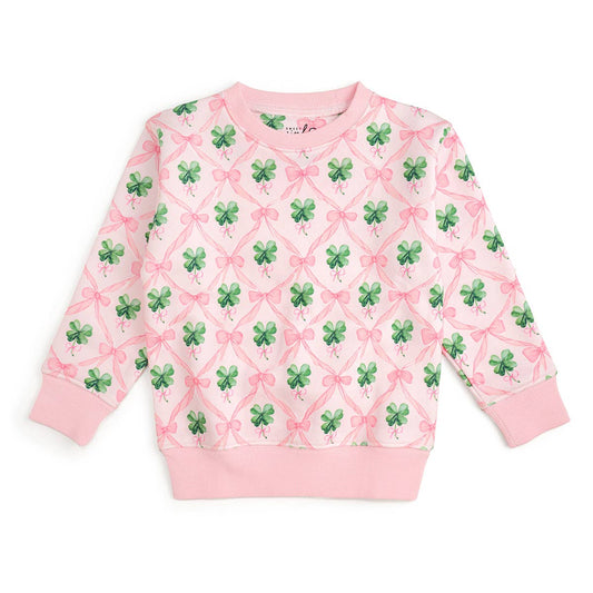 Coquette Clover St. Patrick's Day Sweatshirt - Kids Clothing