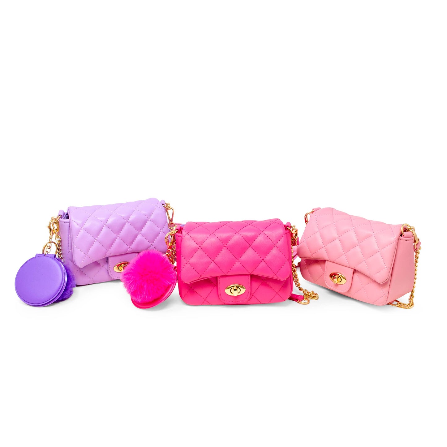 Quilted Puff Flap w/ Mirror Pom Pom