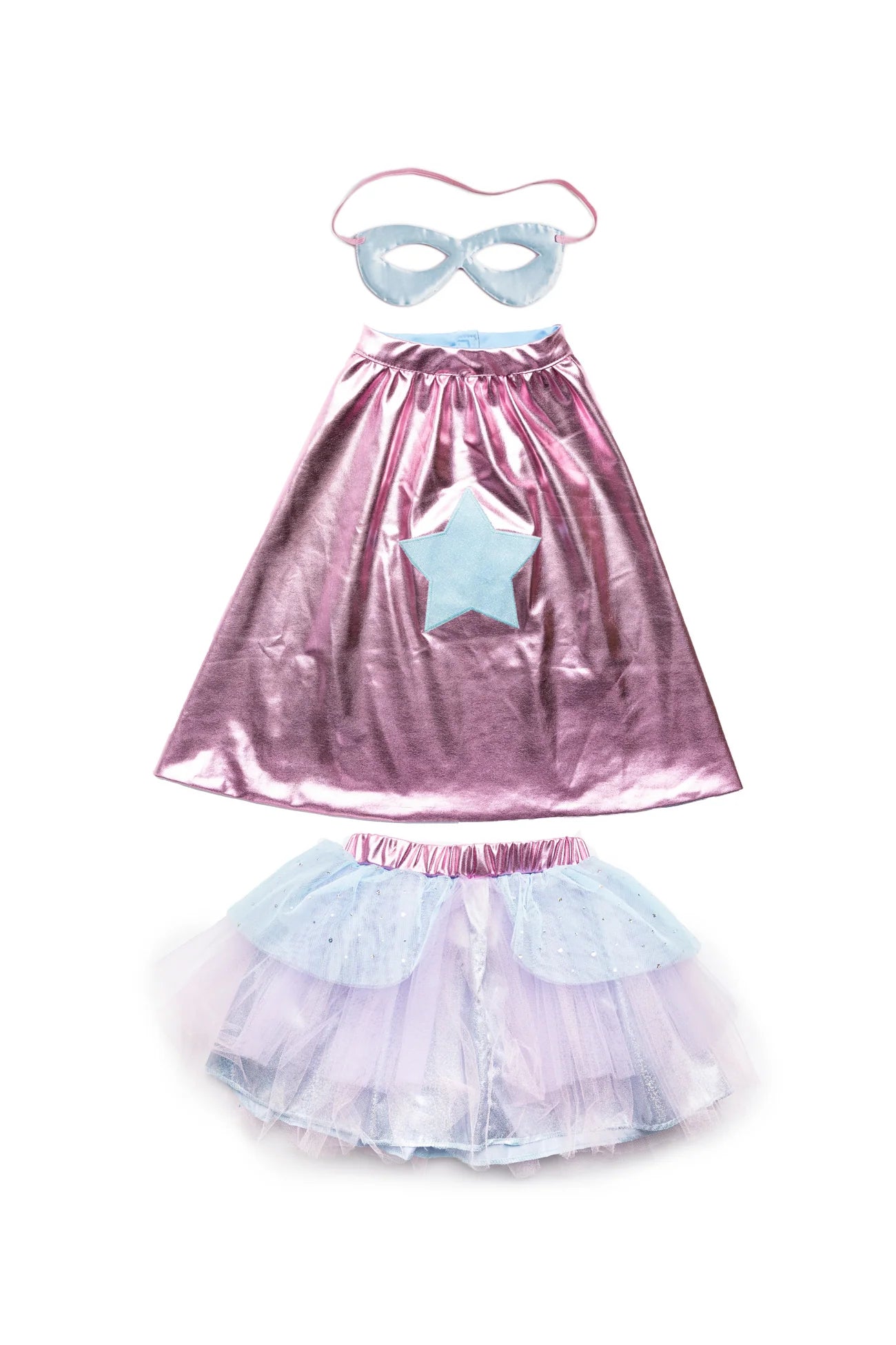 67825 Super-duper Tutu, Cape, & Mask, Pink/Light Blue, Size 4-6