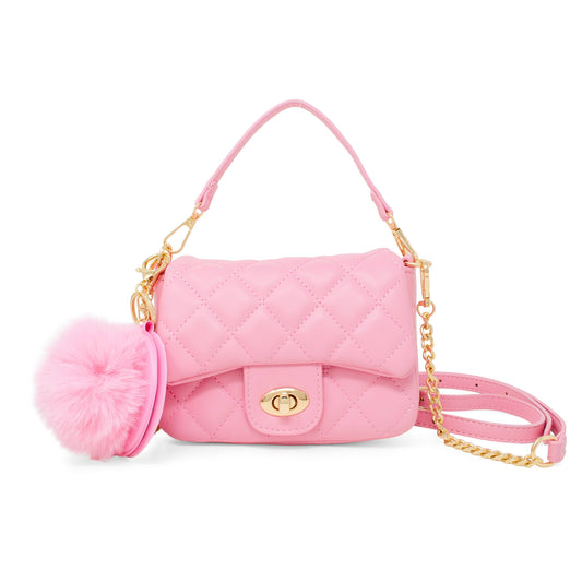 Quilted Puff Flap w/ Mirror Pom Pom